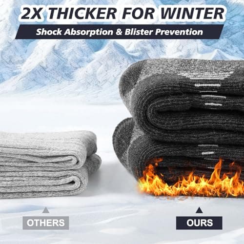 Juedverty Ultra Thick Thermal Merino Wool Socks for Men and Women，Fleece Lined Winter Hiking Warm Boot Work Socks 3 Pairs - Thumbnail 3
