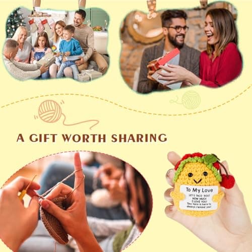 Gifts for Her/Him, Positive Crochet Animals Birthday Gifts for Women Men Includes Motivational Cards and a Wooden Base Cute Small Gift for Son Mom Dad Daughter Sister Friend Coworkers - Thumbnail 5
