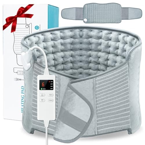 Heating Pad for Back Pain Relief, Upgraded (12"x24"+26'') Extra Large Heating Pad for Period Cramps with 4 Timers Auto Shut Off & 6 Heat Levels, Electric Heating Pad for Lower Back Neck Shoulder, Gray - Image 1