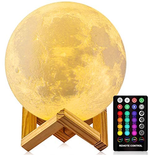 GDPETS Moon Lamp, 16 Colors Moon Night Light with Stand & Remote &Touch Control and USB Rechargeable Decorative Light Up Moon Lamp for Baby Kids Lover Birthday Party Gifts(4.8 inch) - Image 1