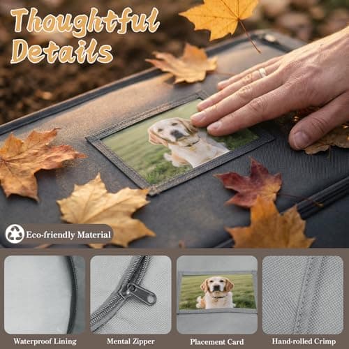 COSOWO Pet Burial Bag, Dignified Leak-Proof Deceased Pet Body Bag with Memorial Keepsake Card, XS–L for Rabbits, Kittens & Small Dogs, Grey, L - Thumbnail 6