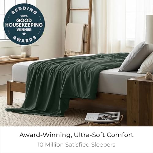 Mellanni California King Size Flat Sheet - Iconic Collection Bedding - Hotel Luxury, Extra Soft, Cooling - Wrinkle, Fade, Stain Resistant - 1 Flat Sheet Only (Cal King, Emerald Green) - Thumbnail 3