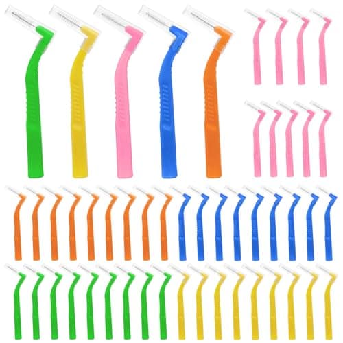 ACSKD Angle Interdental Brushes, 50 Count, 5 Sizes Dental Floss Picks, Dental Plaque Removal Teeth Cleaning Tools for Home and Travel - Image 1