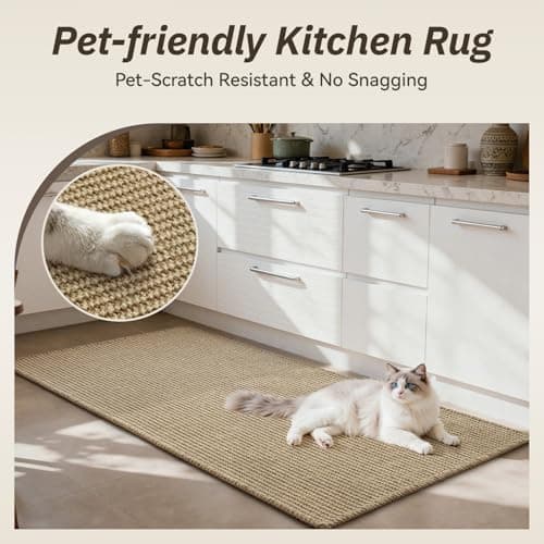 RESARE Jute Kitchen Mats for Floor, 2PCS Kitchen Rugs Set Non Slip, Runner Rugs for Kitchen, Stain Resistant Floor Mat Carpet for Hallways Entryway Laundry,17"x32"+17"x48" - Thumbnail 3