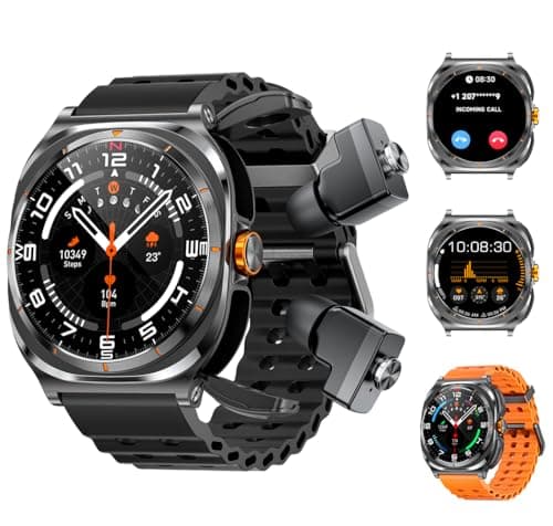Smart Watch with Earbuds Inside，Answer Calls and Listen to Music， Fitness Tracking Watches, More Than 100 Sports Modes to Choose from, Breathable Double Strap,DIY Watch Faces for Men Dad Husband - Image 1