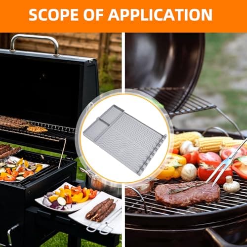 Full-Size Silicone Griddle Mat for Flat Top Grills, Heat Resistant Spatula Holder with Grease Drip Pan, Outdoor Cooking Counter Protector, Gray - Thumbnail 5