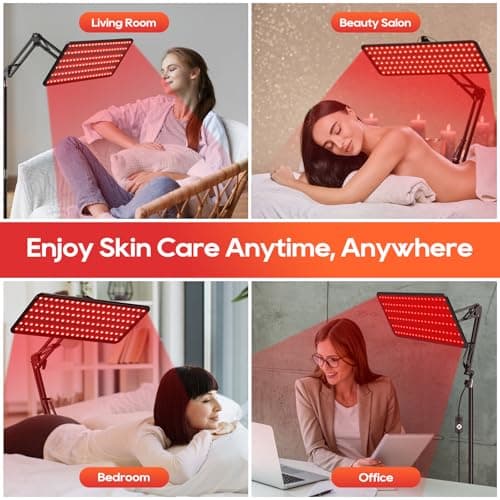 BEICHEN Red Light Therapy for Body and Face, 120 LED 660nm 850nm 940nm Infrared Redlight-Therapy Lamp Device with Glasses，Large Panel and Stable Stand at Home, Idea Gift for Women Mom - Thumbnail 6