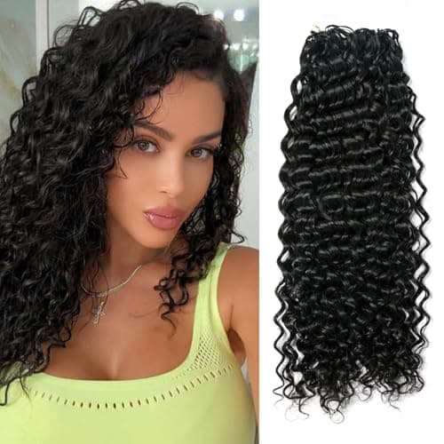 Maroochin Feather Crochet Human Hair Extensions Water Wave Crochet Hair for Black Women 180G 150Strands Reusable Crochet Hair 18 Inch Natural Color