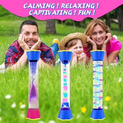 Cucue Sensory Fidget Tubes Set - Calming Toys for Kids - Sensory Tube with Glitter Bottle, Gravity Spinner, Bubble Drop Spiral Hourglass - Promotes Calmness & Independent Play (Motion Bubbler Tube, 3) - Thumbnail 6