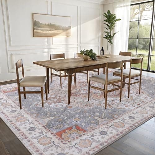 Vanmoos 5x7 Area Rugs for Living Room, Bedroom - Machine Washable, Non-Slip Bedside Rug, Large Soft Floor Carpet for Office, Dining Room, Farmhouse and Home Decor, Artistic Flair/Beige - Thumbnail 3