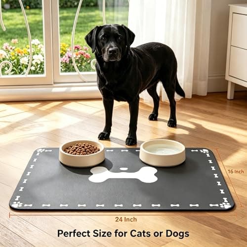 Pet Feeding Mat Absorbent Dog Cat Mat for Food and Water 24"x16" Easy Clean Dog Food Mats Quick Dry Water Dispenser Puppy Supplies Accessories Floor Protection - Thumbnail 4