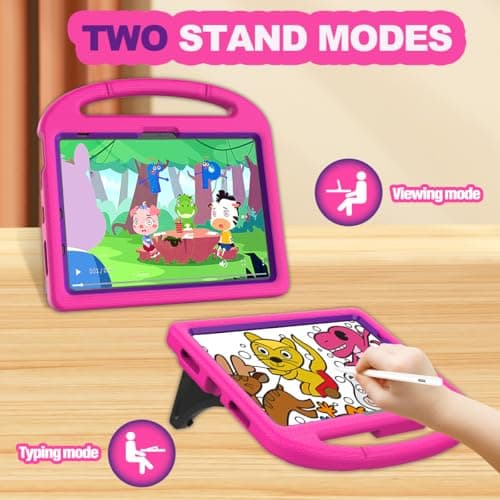 YIHE Kids Case for iPad A16 11th Generation (11" 2025) & 10th Gen (10.9" 2022) | Shockproof Tablet Cover with Built-in Screen Protector & Pencil Holder for iPad 10.9/11 Inch, Pink Purple - Thumbnail 5