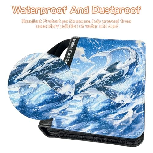 TanoShiimii Trading Card Binder, 400 Pocket Card Album, 3-Ring Refillable Binder with Zipper, Water-Resistant PU Leather for TCG Collectors, Kids and Friends Glacial Leviathan - Thumbnail 4