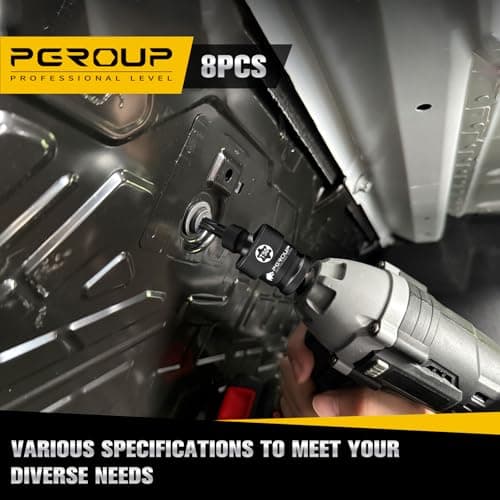 Pgroup 8PCS 1/2" Drive Universal Swivel Impact Torx Socket Set, T30-T70, CR-MO Wobble Star Sockets With Hanging Bracket for Dead Angles, Auto Repair, Mechanical Maintenance - Thumbnail 6