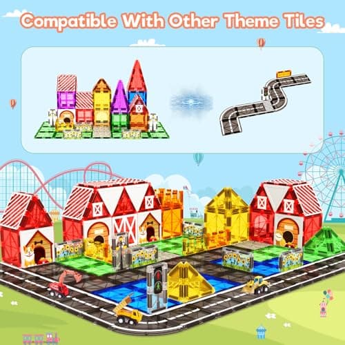 Magnetic Tiles Toddler Toys Garden Farm Animal Set, Magnetic Blocks Montessori Sensory Educational Learning Building Magnet Toys for 3 4 5 6 Year Old Boys Girls, Kids Games Party Birthday Easter Gifts - Thumbnail 4