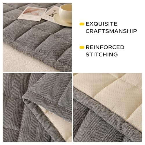 WUJUWUSHU Couch Covers for Dogs, Non-Slip Washable Sofa Covers for 3 Cushion Couch, Soft Comfortable Pet-Friendly Furniture Protector for High Traffic Living Rooms (Gray, 27.6''x82.7'') - Thumbnail 6