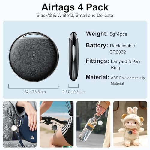 Air Tracker Tags-4 Pack, Smart Tag Work Compatible with Apple Find My (iOS Only), Bluetooth Tag Item Finders IP68 Waterproof Replaceable Battery for Wallet, Luggage, Backpack, Key - Thumbnail 6