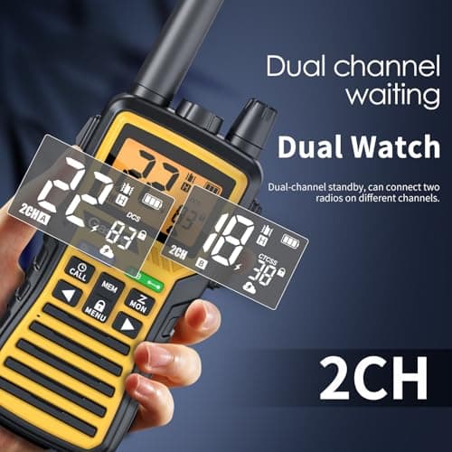 Gaswei GU1 Long Range Walkie Talkies, 2 Way Radio Walkie Talkie with Flashlingts, 60 Channels & 121 Privacy Codes, NOAA Weather Alert, VOX, FM Radio, SOS for Job Site, Hiking, Camping (Yellow) - Thumbnail 5