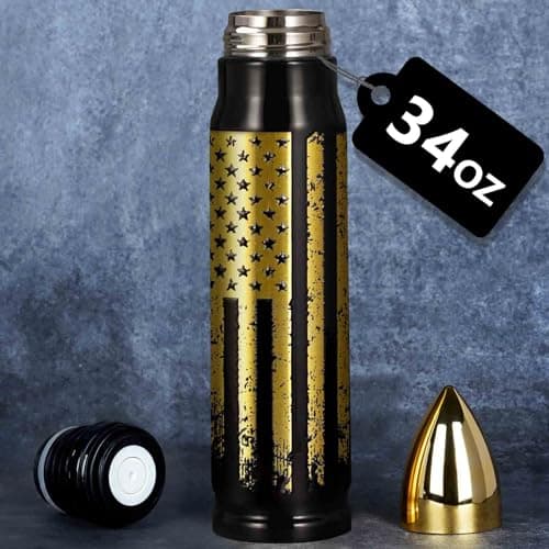 Funslive Gifts for Men Him - 34 oz Black Tumbler American Flag Bullet Tumbler - Bullet Cup for Dad - Easter Stocking Stuffers for Men Husband Dad - Anniversary Birthday Husband Mens Gift 2026 - Image 1