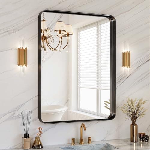 30x36 Inch Black Metal Framed Bathroom Mirror for Wall, HD Tempered Glass, Vanity Mirror for Over Sink, Anti-Rust Aluminum Alloy Mirror, Farmhouse, Horizontally or Vertically Hanging - Image 1