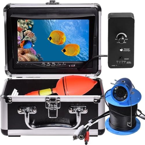 1200TVL HD Underwater Ice Fishing Camera with 7inch Monitor,100ft/30M Cable,10000mAh Fish Finder with 24pcs LED Lights,12pcs Infrared Night Vison,12pcs White Lights,Aluminium Case for Lake,Fish Boat - Image 1