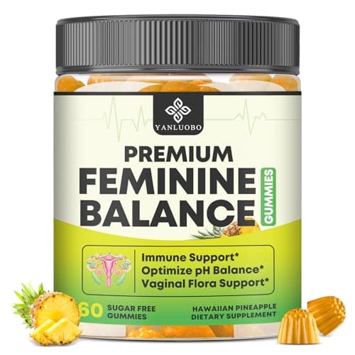 YANLUOBO Feminine Balance Probiotic Gummies - Women's Vaginal Health Support | PH Balance & Odor, Flora, Immune Support | Probiotics for Women, Vegan Pineapple Flavor, 60 Count