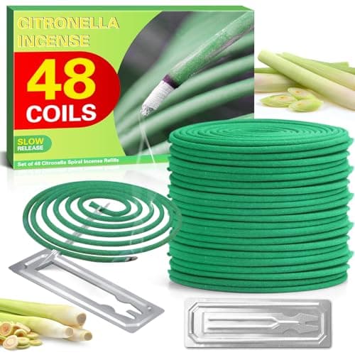 SCENTORINI Citronella Coils, 48 PCS Citronella Incense with Coil Holder, Suitable for Home Outdoor Use, Pool Side, Patio, Porches, Courtyards, Farms, Garden Planting Area - Image 1
