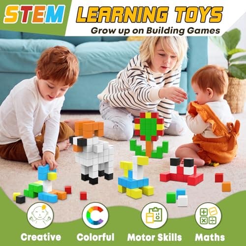 48PCS Magnetic Blocks for Toddlers Toys, Large Magnetic Cube Toy for Sensory Montessori Education Preschool Magnet Toys for 3 4 5 6 Year Old Boys and Girls - Thumbnail 5