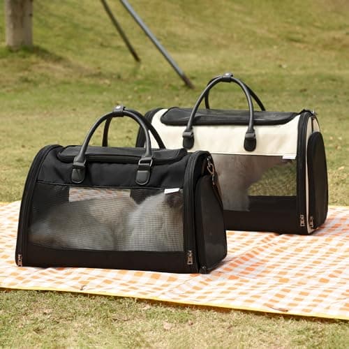 PET MARVEL Cat Carrier Soft Sided Large for Pet Dogs up to 25 Lbs, Airline Approved Mesh Pet Travel Bag, Breathable Bite-Resistant Fabric with Removable Washable Mat - Thumbnail 2