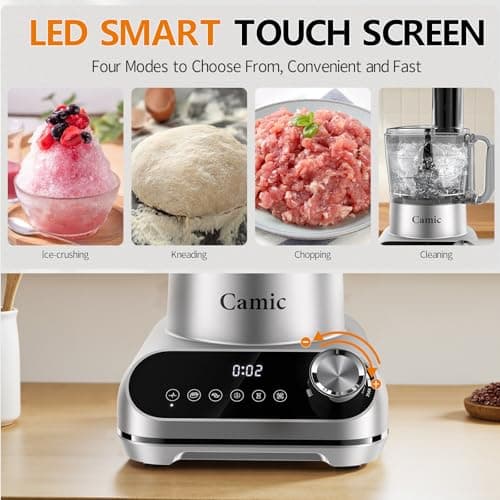 Camic 600W Food Processor, 72OZ Large Capacity Countertop Electric Vegetable Chopper with 6 Preset Programs,BPA Free, Stainless Steel Blades for Ice Crushing, Mixing, Chopping,Clicing - Thumbnail 4