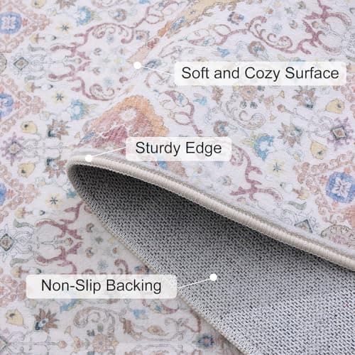 Vanmoos 2x3 Washable Area Rug – Soft, Non-Slip Entrance Rug, Durable Indoor Door mat, Floor Carpet for High-Traffic Areas, Entryway, Kitchen, and Bedside, Charm/Beige - Thumbnail 2