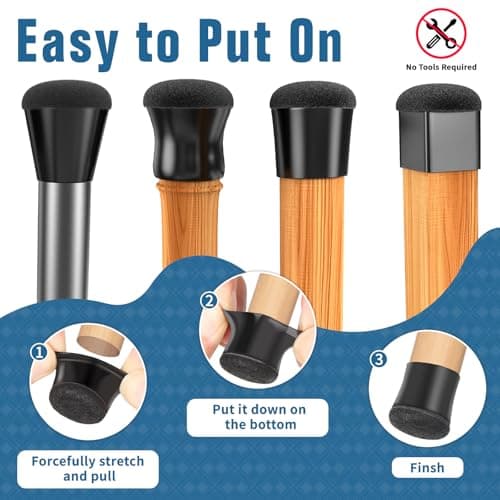 Nxoizam Chair Leg Floor Protectors Medium 24PCS,Silicone Chair Leg Protectors for Hardwood Floors Round Chair Leg Caps/Covers Prevent Scratches Reduce Noise.Black (Fit:15/16~1-2/16) - Thumbnail 3