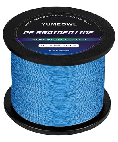 YUMEOWL Braided Fishing Line, Cost Effective,Zero Stretch,Abrasion Resistant,Braided Line, 4 Strand, Ocean Blue, 1093YDS, 20LB, 0.18MM - Image 1