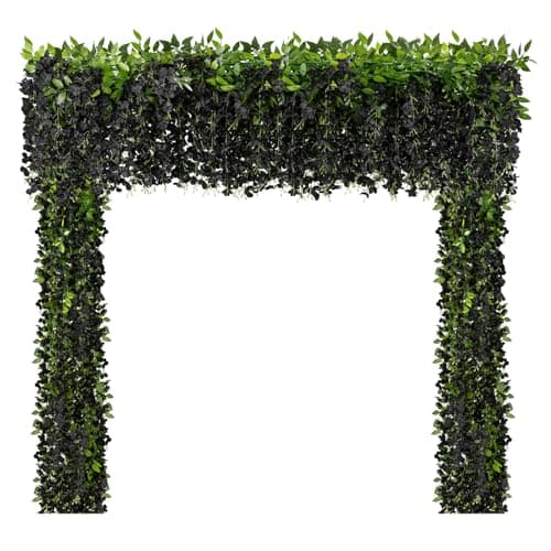 U'Artlines 10Pcs 7.2 Ft/Piece Artificial Wisteria Garland Silk Fake Black Wisteria Flowers Hanging Greenery Vines Garlands Rattan for Home Garden Wedding Arch Party Indoor Outdoor Décor - Image 1
