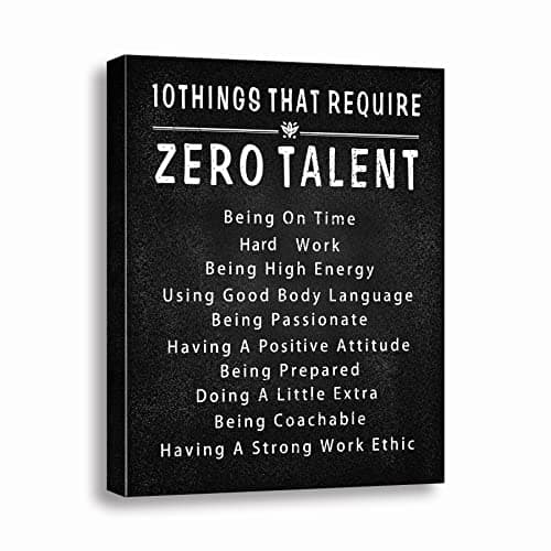 10 Things That Require Zero Talent Wall Art Motivational Poster Printed on Canvas Wall Decor for Living Room Bathroom Motivational Wall Art Size11.5 x 15 Inch - For Bedroom or Home Office Framed Art - Image 1