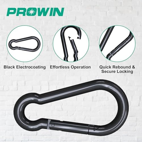 Prowin 5PCS M6 Heavy Duty Spring Snap Hook - 2.36 Inch Steel Carabiner Clips, 530LBS Capacity, Quick Link Rope Connector for Hammock, Swing, Camping, Hiking, Outdoor Gear, Pet Leash - Thumbnail 5