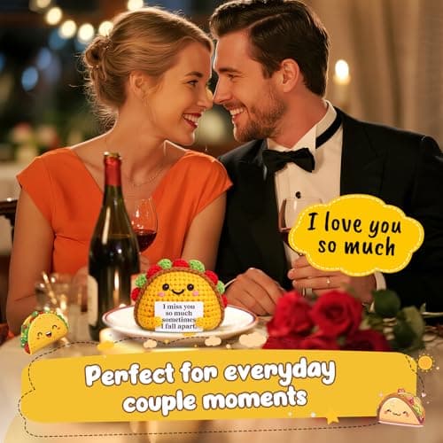 Mini Valentines Day Gifts for Him Her Couple Handmade Crochet Taco Miss You Gift for Boyfriend Girlfriend Romantic Birthday Anniversary & Long Distance Relationship Gift for Women Men Husband Wife - Thumbnail 2