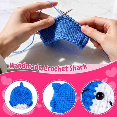 LLCJYYCY Handmade Crochet Shark Plush, Soft Knitted Stuffed Animal, Emotional Support Comfort Plushie Gift for Boyfriend Girlfriend Husband Wife - Thumbnail 4