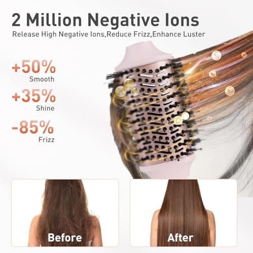 TANSHINE Blow Dryer Brush Set,5 in 1 Professional Hot Air Styler Hair Dryer Brush Styler,High-Speed Dryer Air Curler for Fast Drying Curling Volumizing Straightening Styling,Ionic Technology,Pink - Thumbnail 5