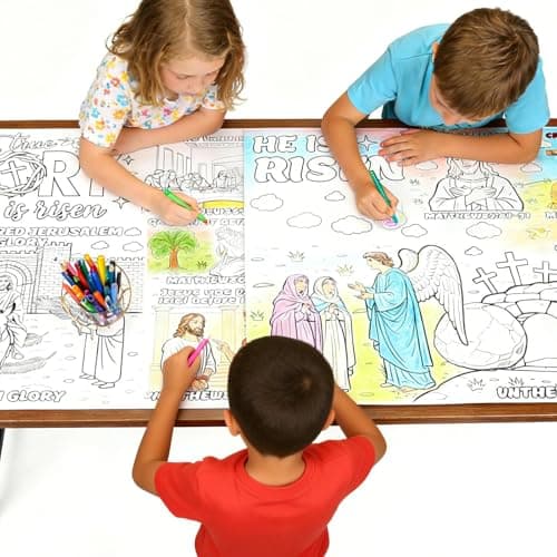 TOLGOE Giant Easter Coloring Posters for Kids - 2PCS 35" x 31" Paper Coloring Banner/Table Cover for School Parties and Special Events Decoration (No Markers) - Image 1