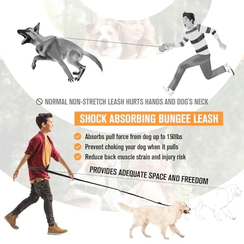 AOTECC Hands Free Dog Leash with Waist Belt, Shock Absorbing Bungee Lead | Padded Handle and Reflective Strip | Walking Jogging Running Leash with Car Safety Buckle, 6.3-9.7Ft - Thumbnail 6