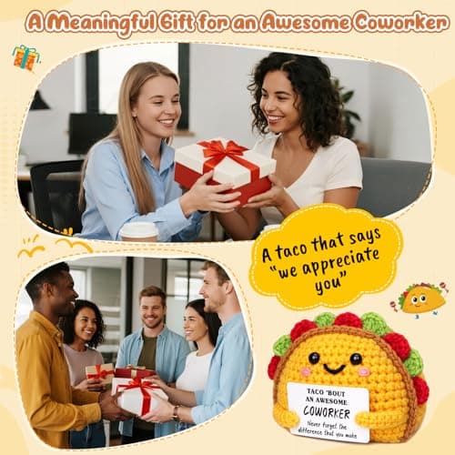 Mini Coworker Gifts for Women Men Funny Handmade Crochet Taco Thank You Gifts for Coworker Leaving Farewell Goodbye Going Away Retirement Office Appreciation Gift for Work Bestie Employee Colleague - Thumbnail 6
