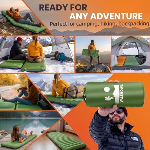 VALEHOWL 4" Thick Camping Sleeping Pad with Internal Straps, R4.0 Sleep Mat - Thumbnail 6