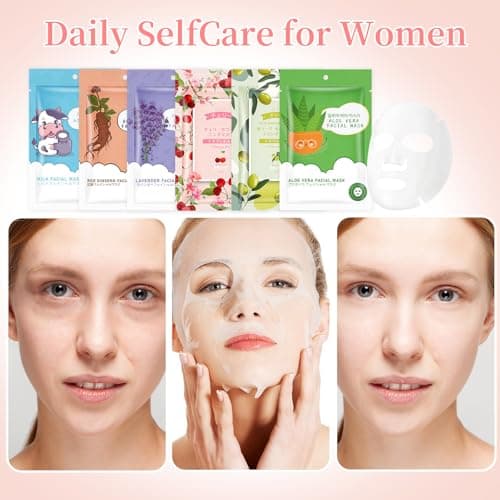 12 Sheets Face Masks Skincare, Moisturize Face Masks Suitable for Sensitive Skin, Hydrate Facial Mask for All Skin Types, Bulk Facial Masks for Women Skin Care, Soothe Face Mask for Spa Party - Thumbnail 6