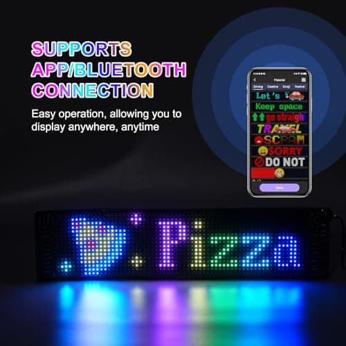 wooaismart Programmable LED Scrolling Sign - Full Color Display Board with Bluetooth APP Control - Custom Text & GIF Patterns - Perfect for Business Advertising & Car Displays (Full Color, 7" x 3") - Thumbnail 6