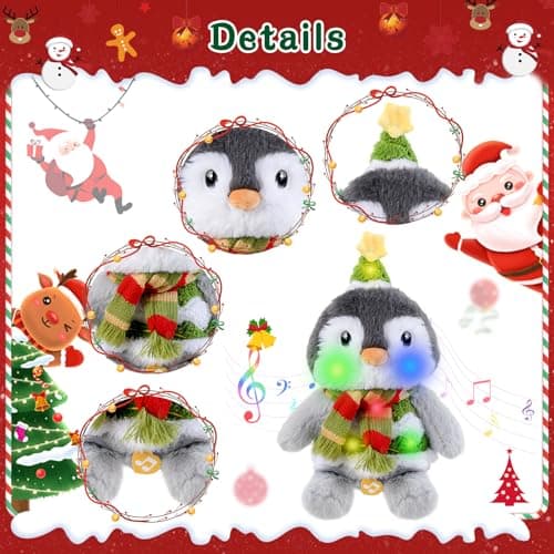 LLUKEME Penguin Stuffed Animal Dancing Singing Plush with Music Light Voice Mimicking Function for Kids Adults Gifts - Thumbnail 4