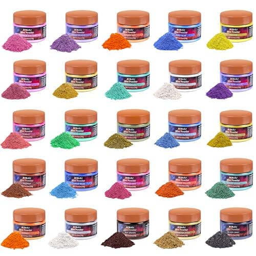 MTBJZJ Mica Powder for Resin, 25 Colors - 20g/Bottle of Epoxy Resin Color Pigment,for Candle Dye, Lip Gloss Pigment, Soap Making, Slime Colorant, Paint, Bath Bombs,Nail Polish and Eye Shadow - Image 1