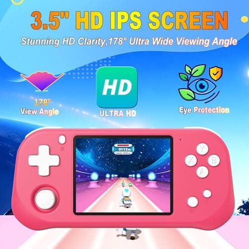 Beijue Handheld Game for Kids with 3.5'' IPS Screen 139 Preloaded 32 Bit Electronic Video Games, Portable Rechargeable Gaming Player Toy for Boys Girls Seniors Gift (Vivid Magenta) - Thumbnail 3