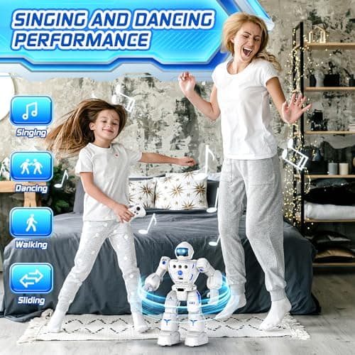 BAZOLOTA Robot Toys for Kids, Programmable Remote Control Robot with Walking, Sliding, Singing and Dancing, RC Gesture Sensing Control Smart Robots for Age 3-12 3-5 Kids Christmas Birthday - Thumbnail 4