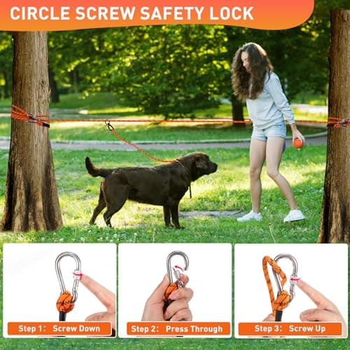 Dog Tie Out Cable for Camping 75ft, Dog Runner for Yard Hold up to 350lbs, Portable Dog Camping Essentials for Outside - Thumbnail 6